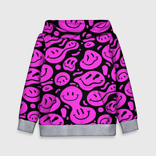 Детская толстовка Кислотный розовый в смайликах / 3D-Меланж – фото 1