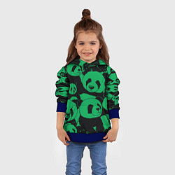 Толстовка-худи детская Panda green pattern, цвет: 3D-синий — фото 2