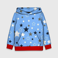 Толстовка-худи детская Звёзды на голубом фоне, цвет: 3D-красный
