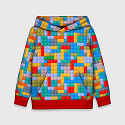 Толстовка-худи детская Детский конструктор - текстура, цвет: 3D-красный