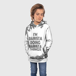 Толстовка-худи детская Im barista doing barista things vintage, цвет: 3D-белый — фото 2