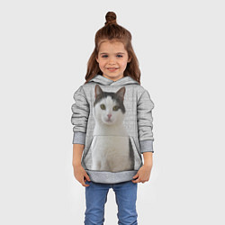 Толстовка-худи детская Задумчивый котик, цвет: 3D-меланж — фото 2