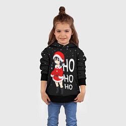 Толстовка-худи детская Девушка в костюме санты, цвет: 3D-черный — фото 2