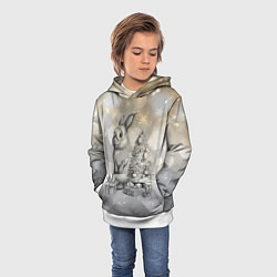 Толстовка-худи детская Кролик карандошом, цвет: 3D-белый — фото 2