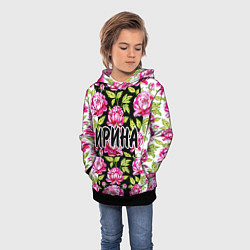 Толстовка-худи детская Ирина в цветах, цвет: 3D-черный — фото 2