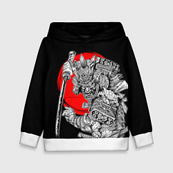 Детская толстовка Самурай с мечом на черном фоне