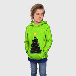 Толстовка-худи детская С Новым годом - ёлочка из кошечек, цвет: 3D-синий — фото 2