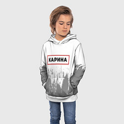 Толстовка-худи детская Карина - в красной рамке на светлом, цвет: 3D-белый — фото 2