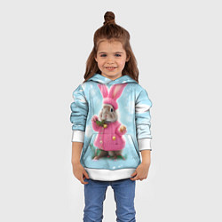Толстовка-худи детская Зайка в розовом, цвет: 3D-белый — фото 2