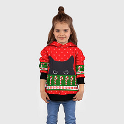 Толстовка-худи детская Котик: новогодний свитер, цвет: 3D-черный — фото 2