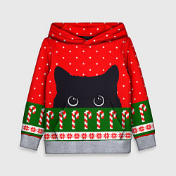 Толстовка-худи детская Котик: новогодний свитер, цвет: 3D-меланж