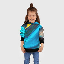 Толстовка-худи детская Светло-синий и переливающийся песок, цвет: 3D-черный — фото 2
