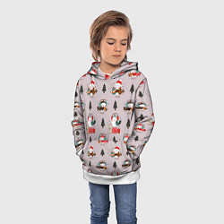 Толстовка-худи детская A bird with new years gifts, цвет: 3D-белый — фото 2
