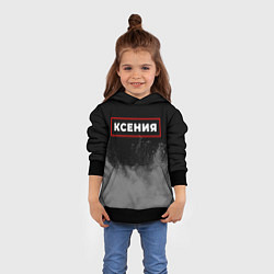 Толстовка-худи детская Ксения - в красной рамке на темном, цвет: 3D-черный — фото 2