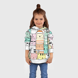 Толстовка-худи детская Котики и кошечки, цвет: 3D-белый — фото 2