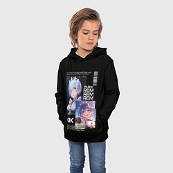 Толстовка-худи детская Re: Zero жизнь с нуля в другом мире, цвет: 3D-черный — фото 2