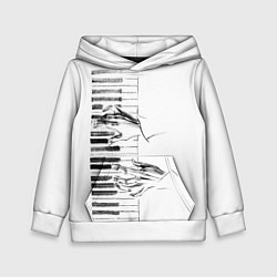 Толстовка-худи детская Фортепианный концерт, цвет: 3D-белый