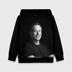 Толстовка-худи детская Илон Маск, портрет, цвет: 3D-черный