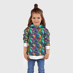 Толстовка-худи детская Паттерн Морские Монстры, цвет: 3D-белый — фото 2