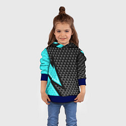 Толстовка-худи детская Черно-голубая абстракция, цвет: 3D-синий — фото 2