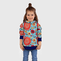 Толстовка-худи детская Эффект вышивки маки, цвет: 3D-синий — фото 2