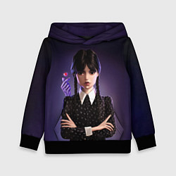 Толстовка-худи детская Красивая Уэнсдэй, цвет: 3D-черный