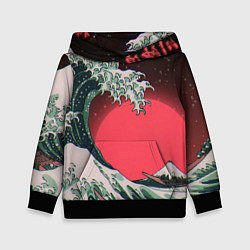 Детская толстовка Японская волна в красном цвете