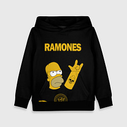 Толстовка-худи детская Ramones Гомер Симпсон рокер, цвет: 3D-черный