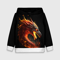 Толстовка-худи детская Яростный огненный дракон, цвет: 3D-белый