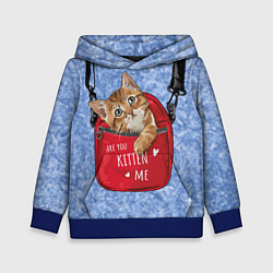 Толстовка-худи детская Are you kitten me, цвет: 3D-синий