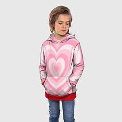 Толстовка-худи детская Hearts pink, цвет: 3D-красный — фото 2