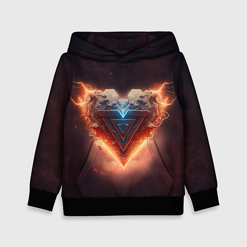 Детская толстовка Каменное сердце в неоновом красном электрическом с / 3D-Черный – фото 1