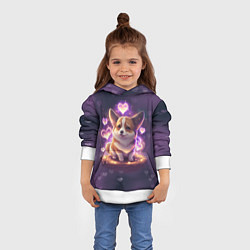 Толстовка-худи детская Любимый корги, цвет: 3D-белый — фото 2