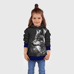 Толстовка-худи детская Волк в белом дыму, цвет: 3D-синий — фото 2