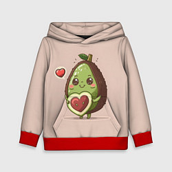 Толстовка-худи детская Влюбленный авокадо - парные, цвет: 3D-красный