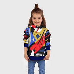 Толстовка-худи детская Абстракция в стиле супрематизм, цвет: 3D-синий — фото 2