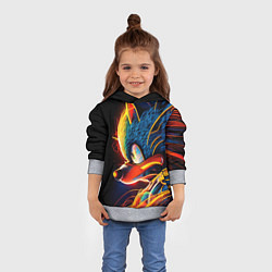 Толстовка-худи детская Яркий неоновый соник, цвет: 3D-меланж — фото 2