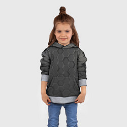 Толстовка-худи детская Abstraction hexagon grey, цвет: 3D-меланж — фото 2