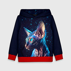 Толстовка-худи детская Кот сфинкс и искорки, цвет: 3D-красный