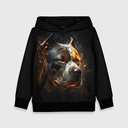 Толстовка-худи детская Стаффордширский терьер - огонь, цвет: 3D-черный
