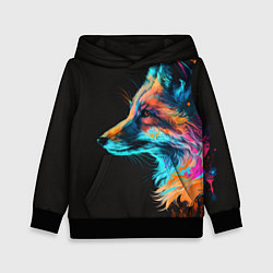 Толстовка-худи детская Лиса красками, цвет: 3D-черный