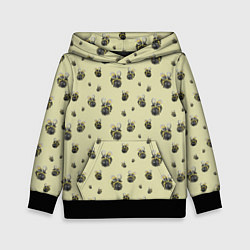 Толстовка-худи детская Пчелки - паттерн, цвет: 3D-черный