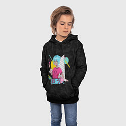 Толстовка-худи детская Веселая и приветливая аниме девушка с голубыми вол, цвет: 3D-черный — фото 2