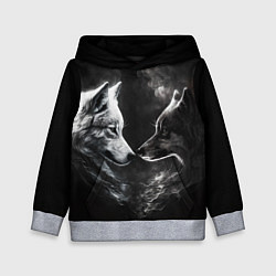 Детская толстовка Пара волков - белый и черный