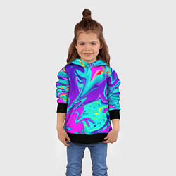 Толстовка-худи детская Неоновые краски разводы, цвет: 3D-черный — фото 2