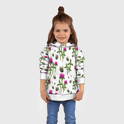 Толстовка-худи детская Клевер и пчёлки - паттерн, цвет: 3D-белый — фото 2