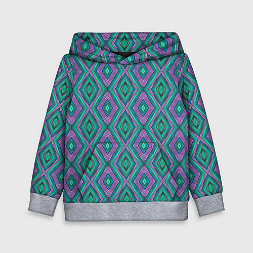 Детская толстовка Зелено-фиолетовые ромбы: орнамент / 3D-Меланж – фото 1