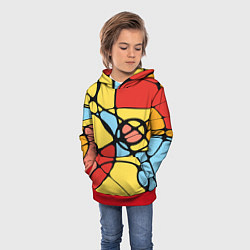 Толстовка-худи детская Яркий абстрактный узор из цветных овалов и плавных, цвет: 3D-красный — фото 2