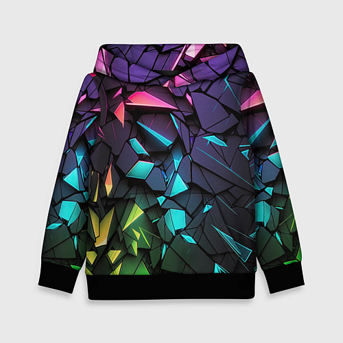 Детская толстовка Неоновые абстрактные каменные плиты / 3D-Черный – фото 1