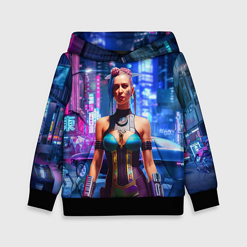 Детская толстовка Cyberpunk 2077 - neural network / 3D-Черный – фото 1